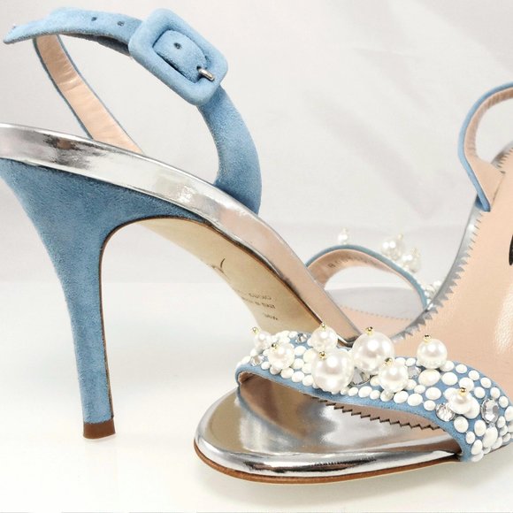 NEW $895 GIUSEPPE ZANOTTI FAUX PEARL EMBELLISHED STRAPPY SLINGBACK SANDALS HEELS - Picture 12 of 13